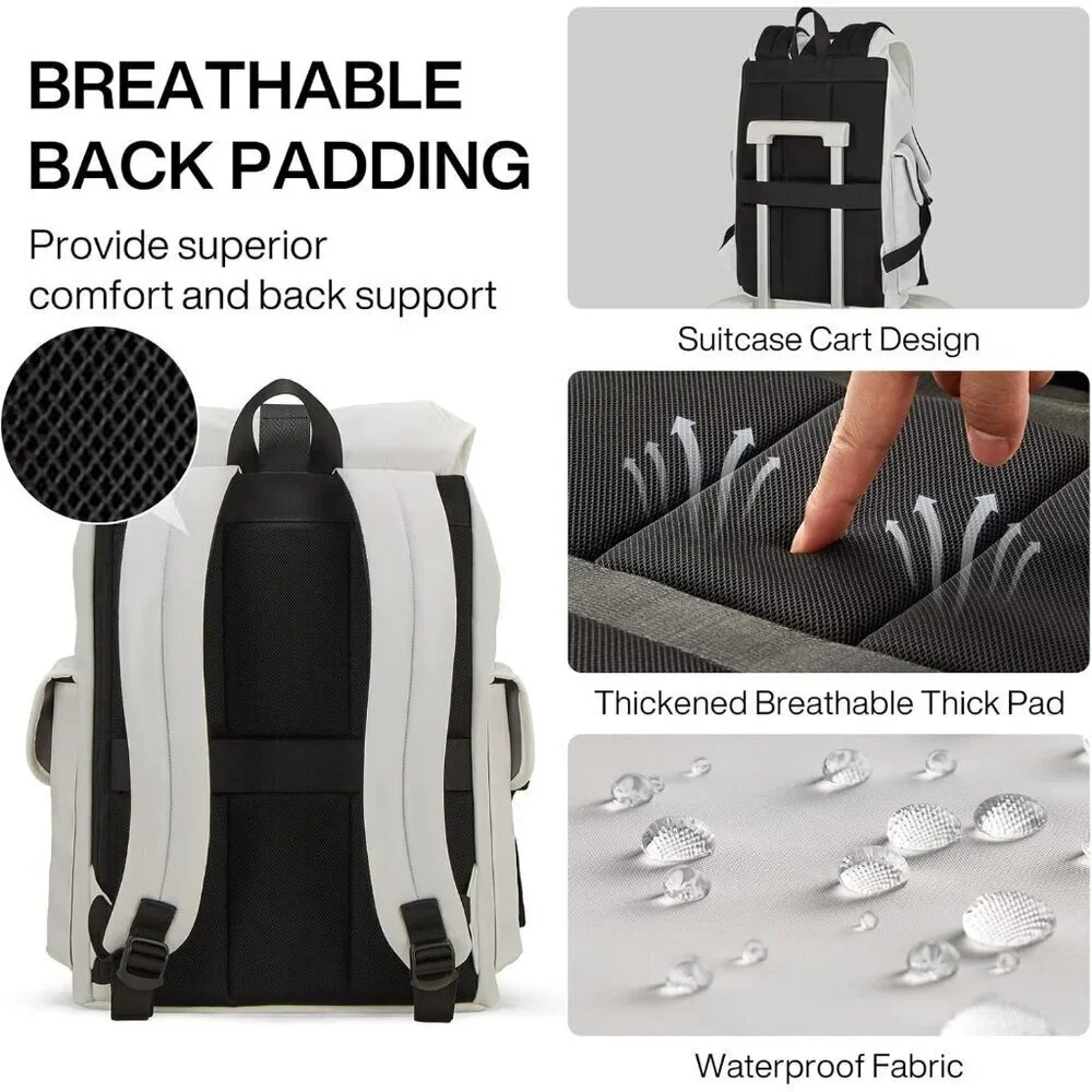 ✨White Travel Laptop Carry Backpack Waterproof Lightweight Casual Weekender Bags